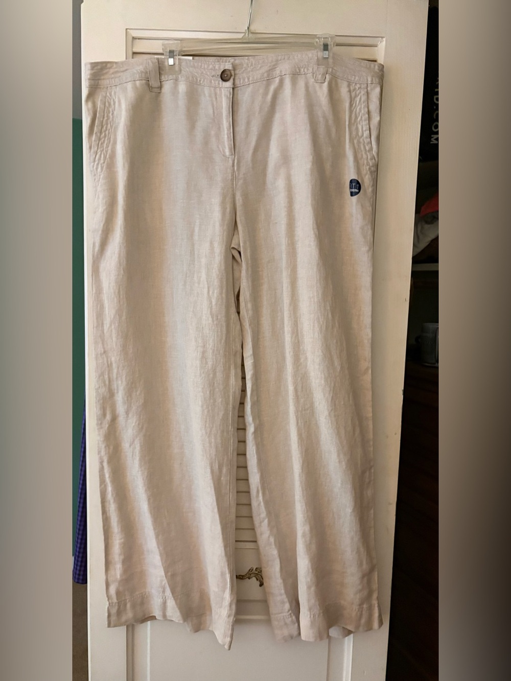 Light Beige women’s Linen Pants - Casual Straight Leg